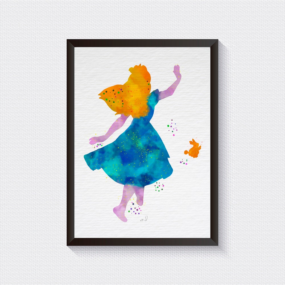 Nursery Decor Disney Art Alice In Wonderland Inspired Watercolor