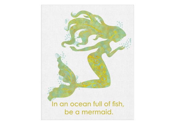 Mermaid Wall Art, Motivational Prints, Watercolor Painting, Quote Décor, Girls Room Art, Canvas Wall Décor, Bedroom Wall Art, Fairy Tale