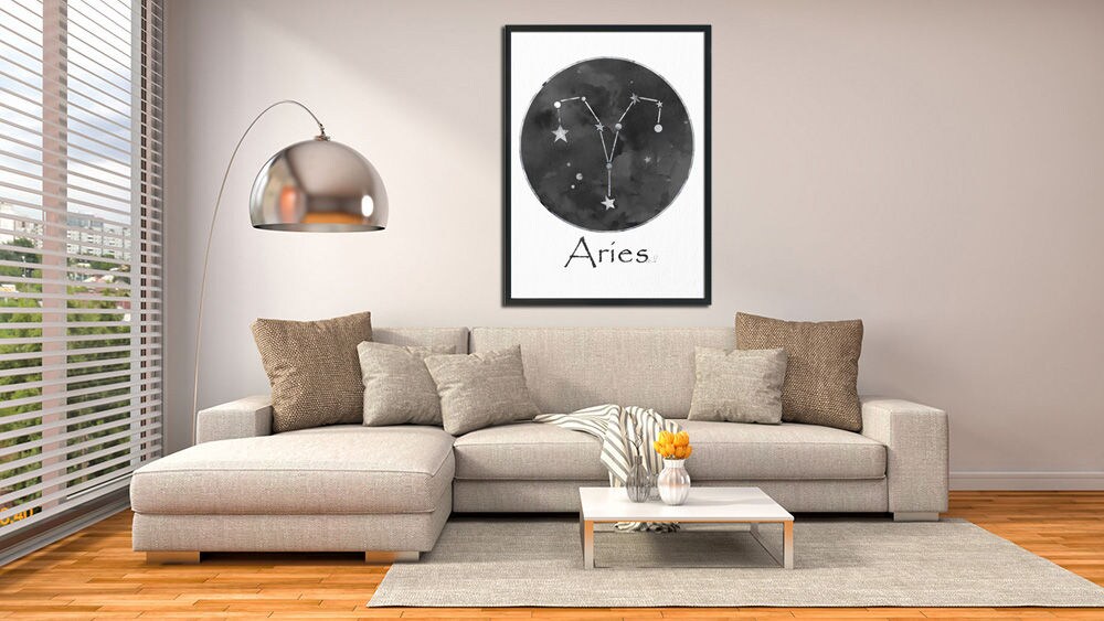 Aries Star Sign Print Zodiac Wall Art Star Sign Wall Art Home Decor Bedroom Wall Art Office Wall Art Zodiac Print Astrology Wall Art