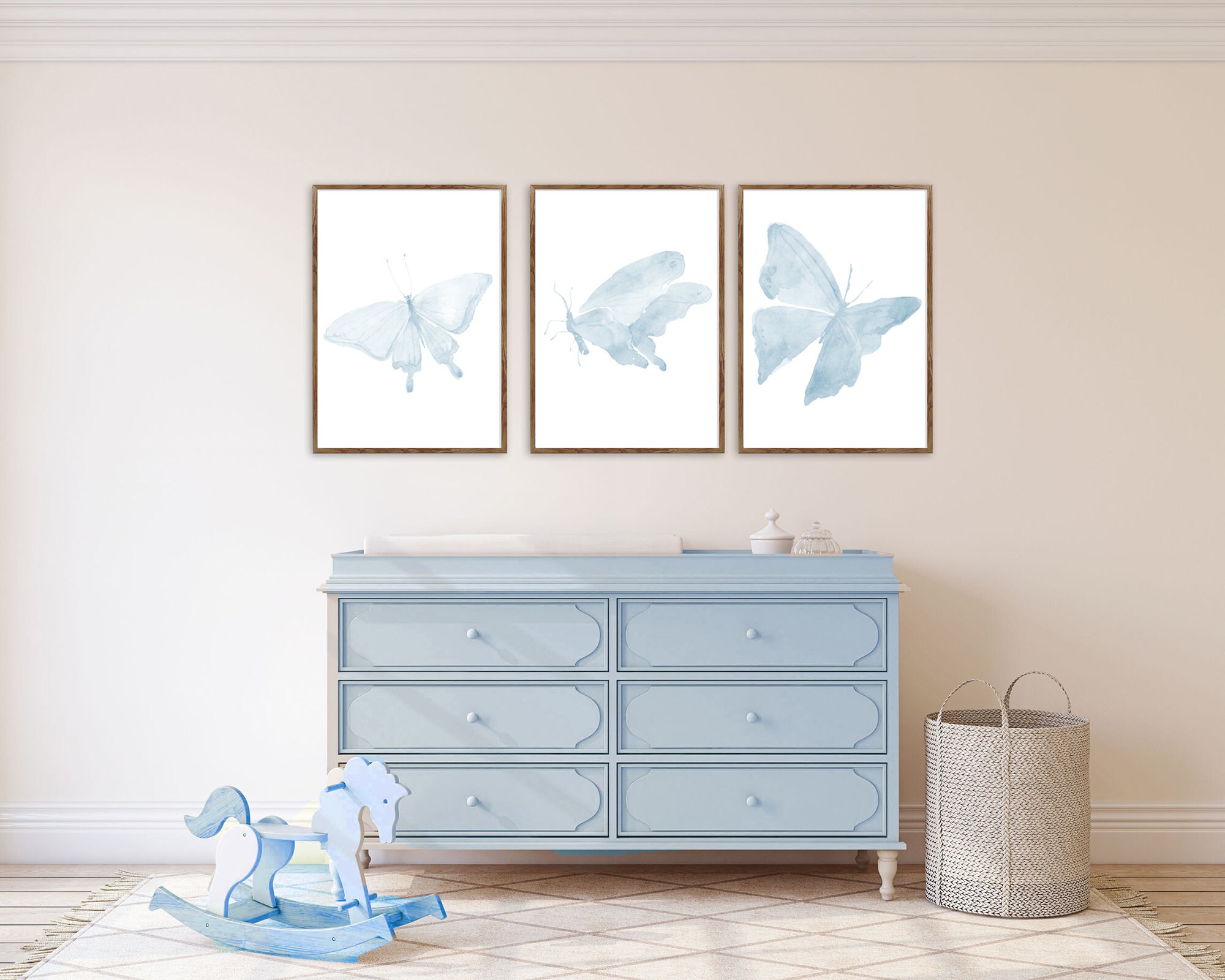 Light Blue Butterfly Print Boy Bedroom Décor Butterfly Art Etsy