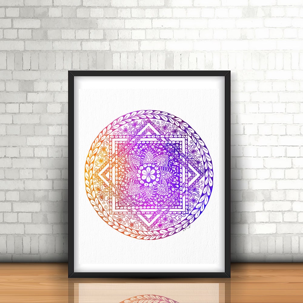 Mandala Poster Colorful Mandala Sacred Geometry Purple