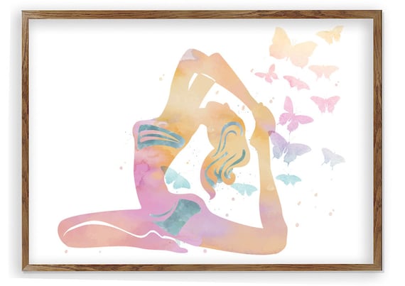 Yoga Decor Zen Yoga Watercolor Print Yoga Print Yoga Warrior Pose Yoga Gift