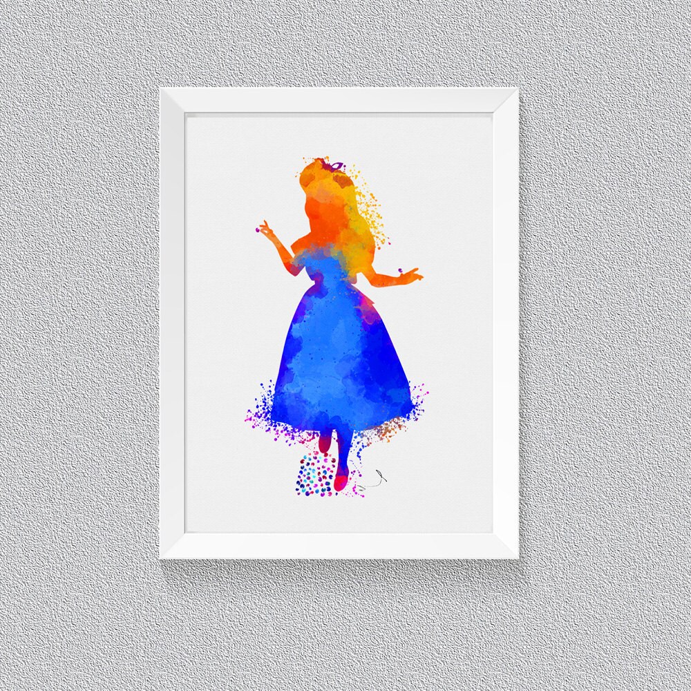 Alice In Wonderland Inspired Watercolor Print Archival Print