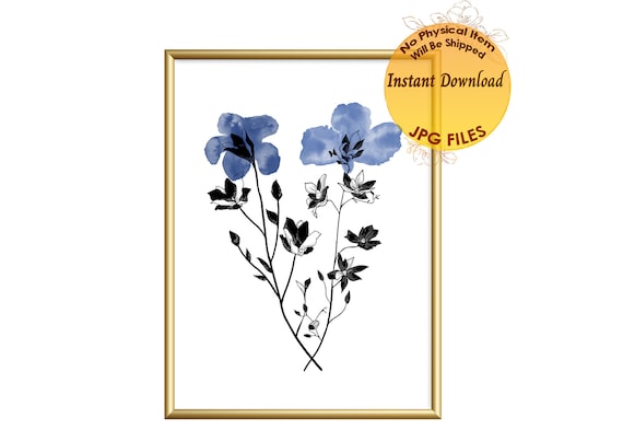 Blue Iris flower print, Floral illustration print, Botanical art print, Blue flower art print, Watercolor flower, Vintage flower, Fine Art