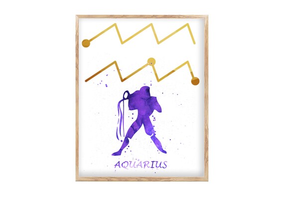 Aquarius Zodiac Print, Zodiac Printable, Aquarius Zodiac Gift, Zodiac Sign, Aquarius Constellation Print, Zodiac Horoscope, Digital Download