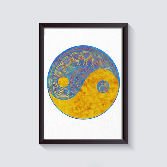 Yin Yang Art, Mandala Art Print, Sacred Geometry, Spiritual Décor, Mandala Artwork, Mandala Wall Art, Zen Poster