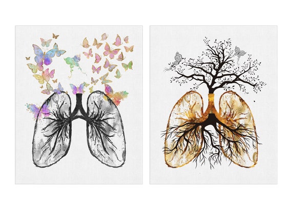 Lungs Wall Art, Vintage Lung Print, Set Of 2 Prints, Medical Art, Lungs Anatomy, Pulmonologist Clinic, Surgeon Gift