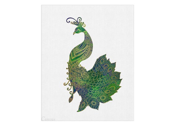 Peacock Décor, Bird illustration, Tropical Wall Décor, Nature Watercolor, Jungle Art, Bohemian Illustration, Animal art