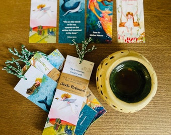 Bookmarks Set of 4 Bookmarks With Nature Artwork Bookmark Illustrations Gift For Girls Art Gift For Children Gift For Teen