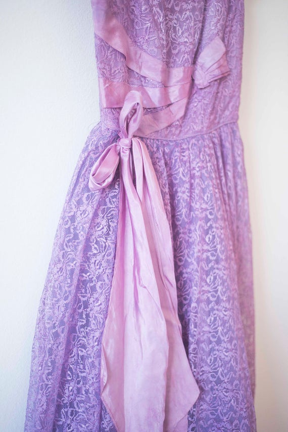 1950's Vintage Prom Dress || Purple & Lace || Lon… - image 5