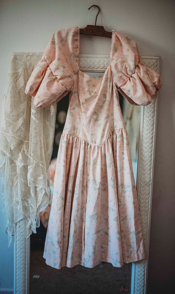 Vintage Pretty in Pink Dress || 1980s Boho Gown |