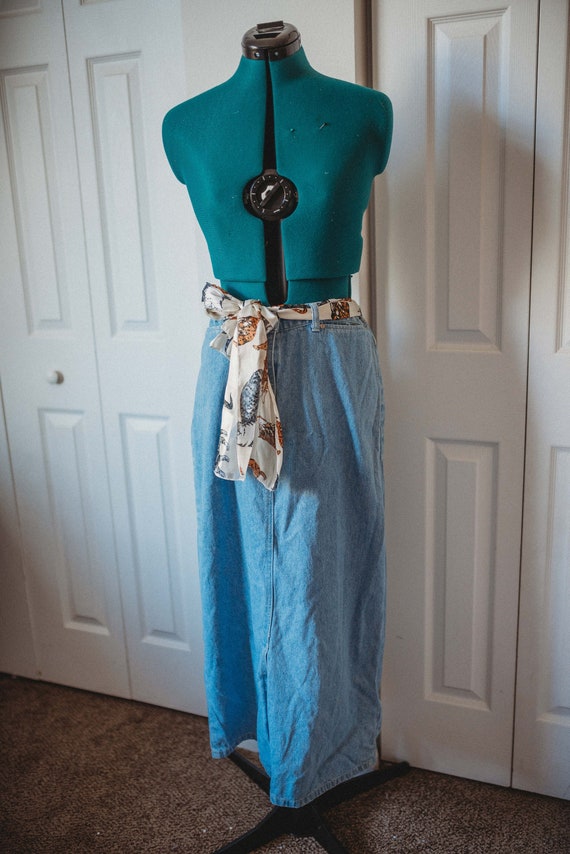 90s Denim Skirt || Long Jean Skirt || Vintage Mom