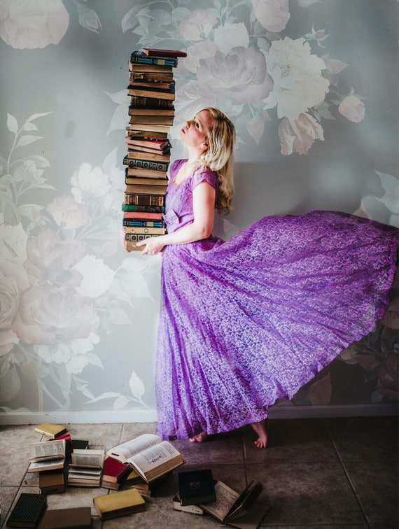 1950's Vintage Prom Dress || Purple & Lace || Lon… - image 2