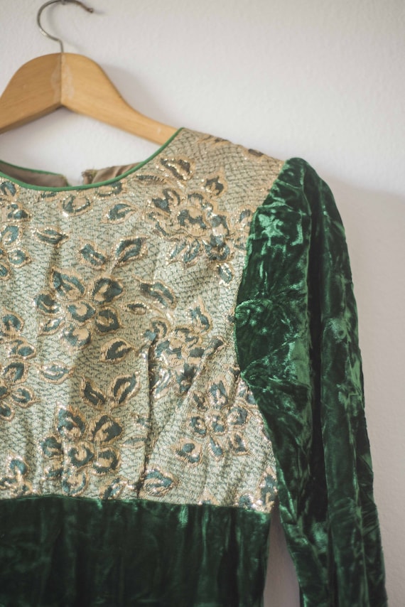 Green Velvet 1940's Dress || Christmas Dress || E… - image 3