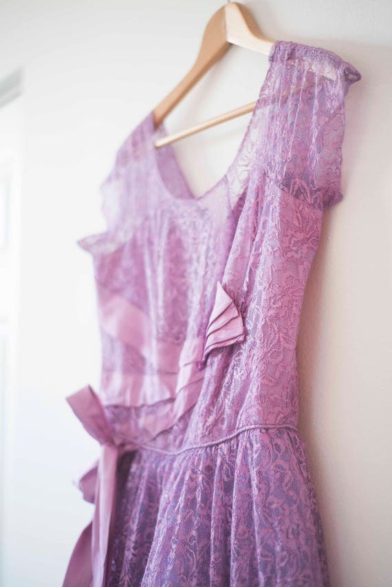 1950's Vintage Prom Dress || Purple & Lace || Lon… - image 3