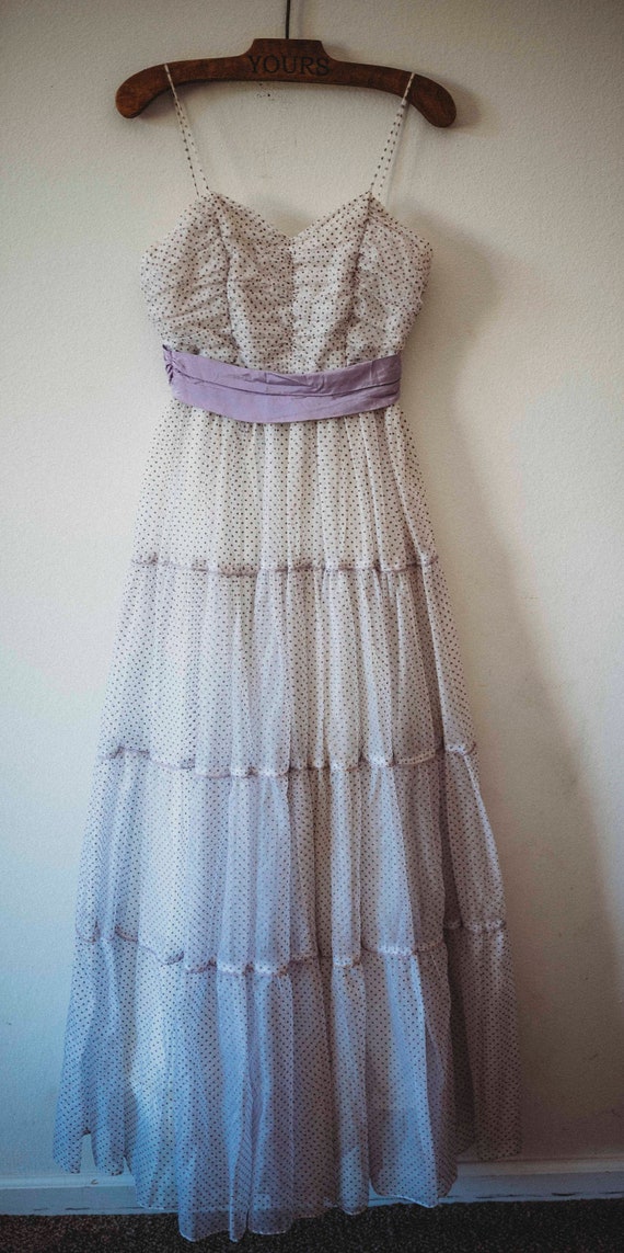 Vintage Swiss Dot Dress || Purple & White Prom Dr… - image 1