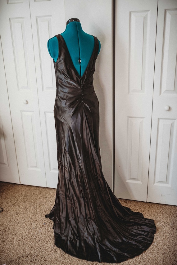 1990s Vintage "silk" Gown || 90s Dress || Low Cut 