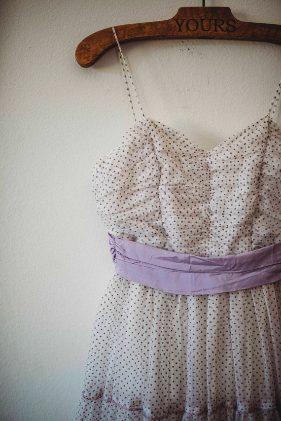 Vintage Swiss Dot Dress || Purple & White Prom Dr… - image 2