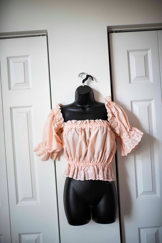 Vintage Pink Boho Blouse || Peasant Hippie Top || 