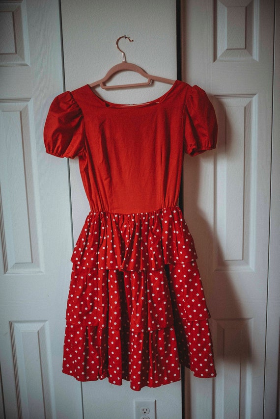 80s does 1950s Vintage Swing Dress || Polka Dots S