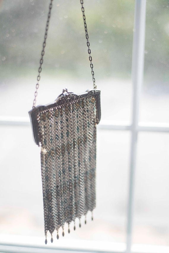1920s Vintage Flapper Bag || Chain Metal Mesh Purs