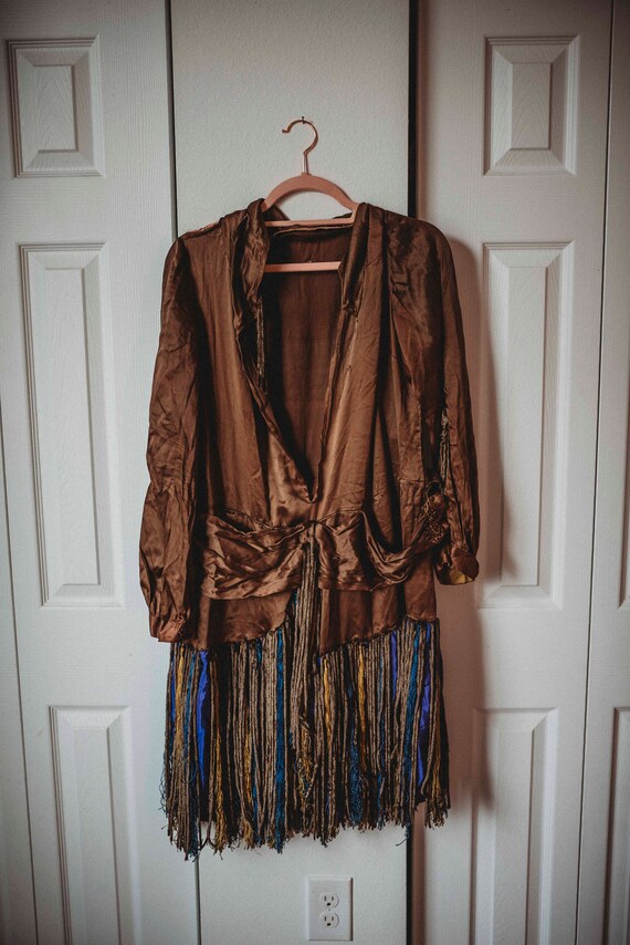 Silk Flapper Dress || Vintage 1920s || Silk Tassel