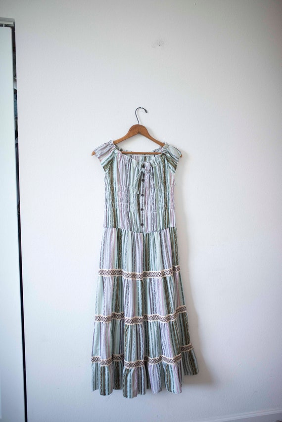 Vintage 70s Boho Dress || Stripes & Stripes || Blu