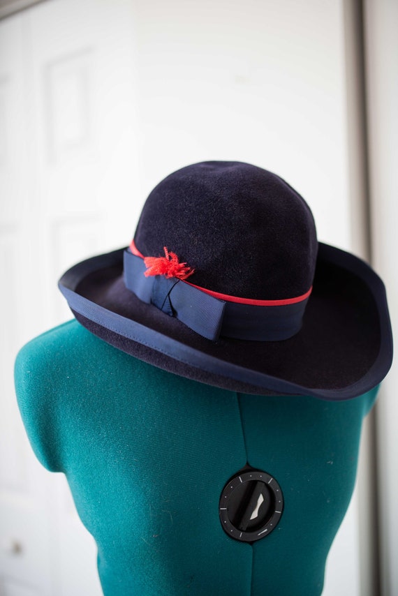 60s Navy Hat || Vintage Church Hat || Kurt Jr.