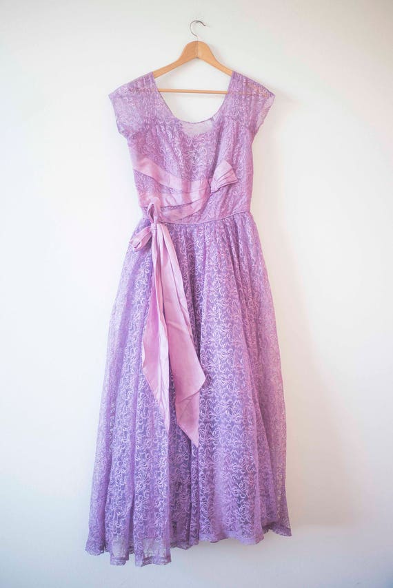 1950's Vintage Prom Dress || Purple & Lace || Long