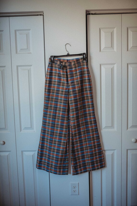 1970s Plaid Pants || Adorable 70s || Deadstock Brown, Orange
