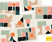 set of 8 postcards with building blocks print