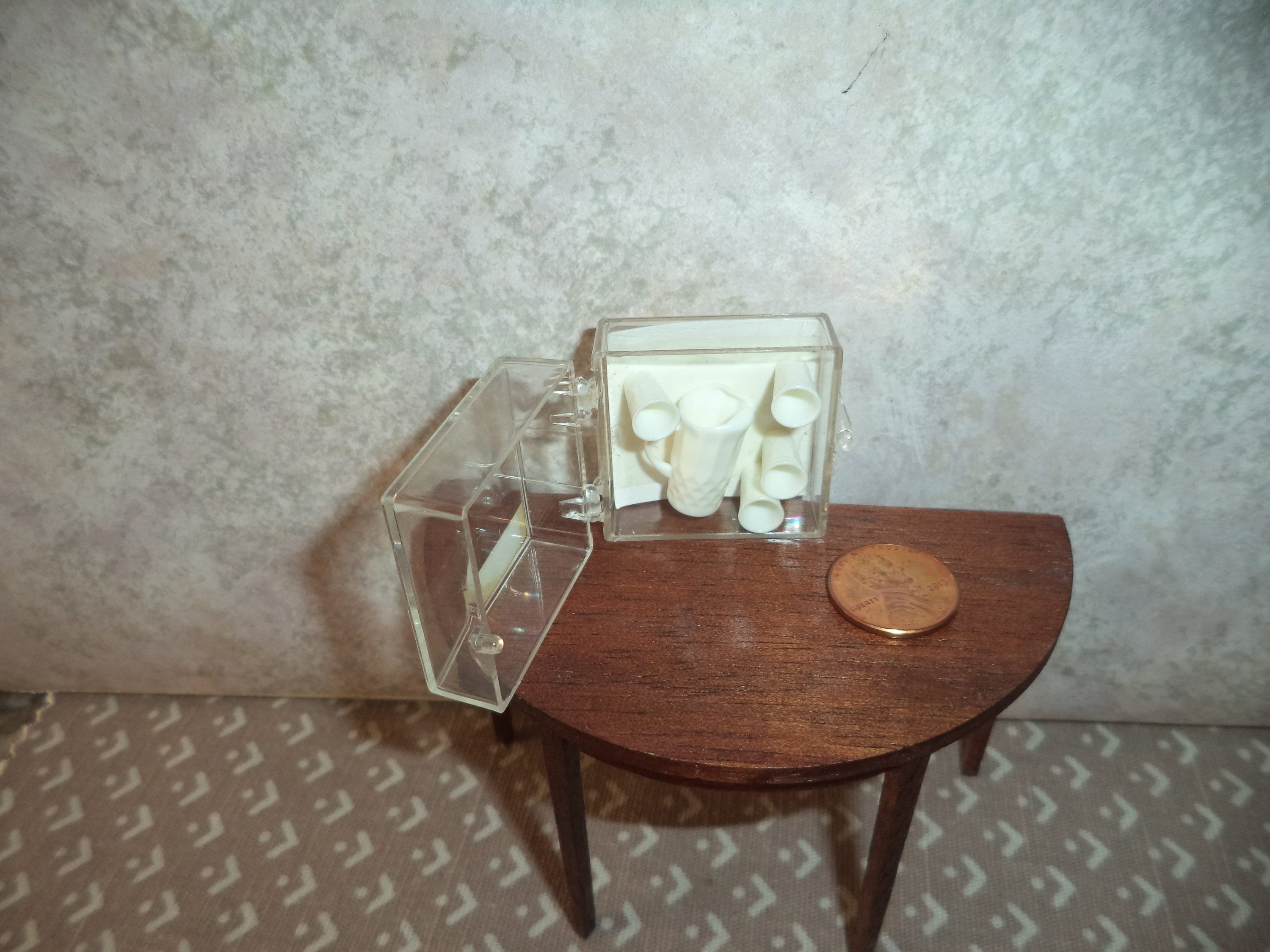 Light Blue Miniature Dollhouse Chrysnbon Pitcher and 4 glasses