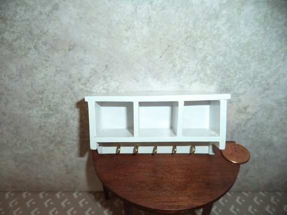 DOLLHOUSE Miniatures 1:12 Scale 4 HOOKS Miniature Walnut Wall Coat Rack