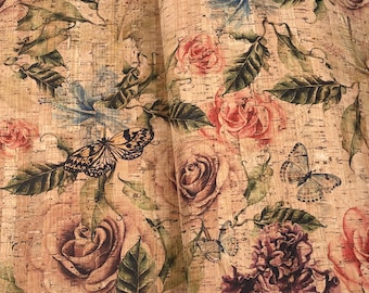 Cork Fabric - Rose Garden 18" x 27"