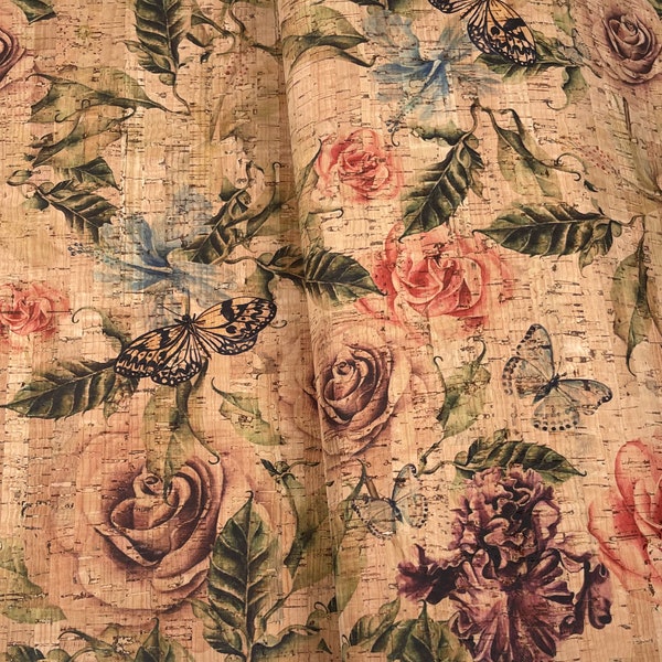 Cork Fabric - Rose Garden 18" x 27"