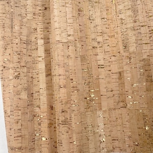 Cork Fabric - Natural with Metallic Gold 18&quot; x 54&quot;