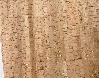 Cork Fabric - Natural with Metallic Gold 18" x 27"