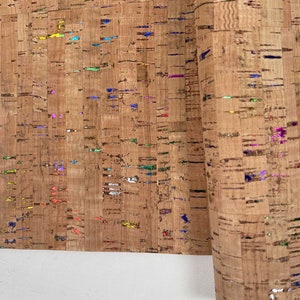 Korkstoff - Natürlich mit Metallic Regenbogen 46 cm x 135 cm