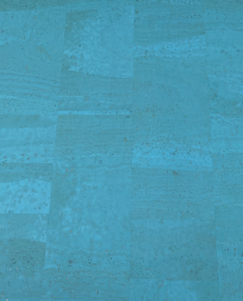 Natural Cork Fabric Ocean Blue Etsy
