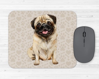 Pug Art Pet Owner Rubber Mousepad