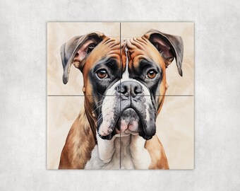 Watercolor Boxer Art Loose Tile Mural - 3 sizes Available.