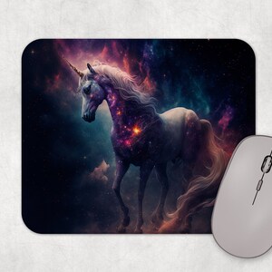 Dark Watercolor Unicorn Art Rubber Mousepad