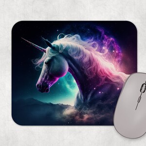 Dark Watercolor Unicorn Art Rubber Mousepad