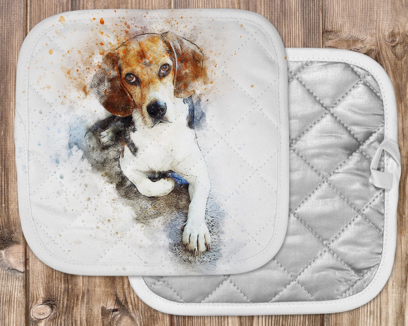 Beagle Water Color Painted style Art Potholder