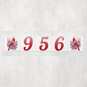 Watercolor Cardinal Art Ceramic Tile House Numbers