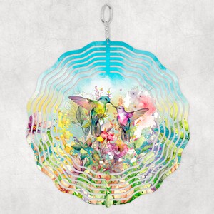 Watercolor Hummingbird Art 10" Aluminum Windspinner