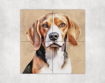 Watercolor Beagle Art Loose Tile Mural - 3 sizes Available.