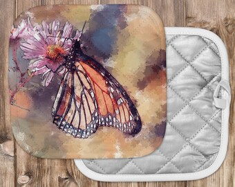 Painted Style Monarch Butterfly Art 8" Pot Holder