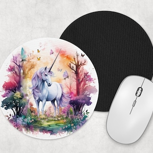 Watercolor Unicorn Art Rubber Mousepad