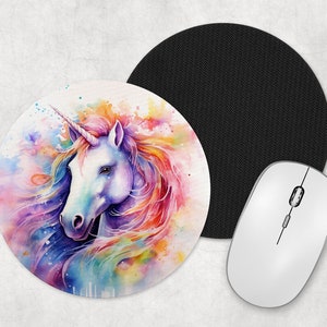 Watercolor Unicorn Art Rubber Mousepad